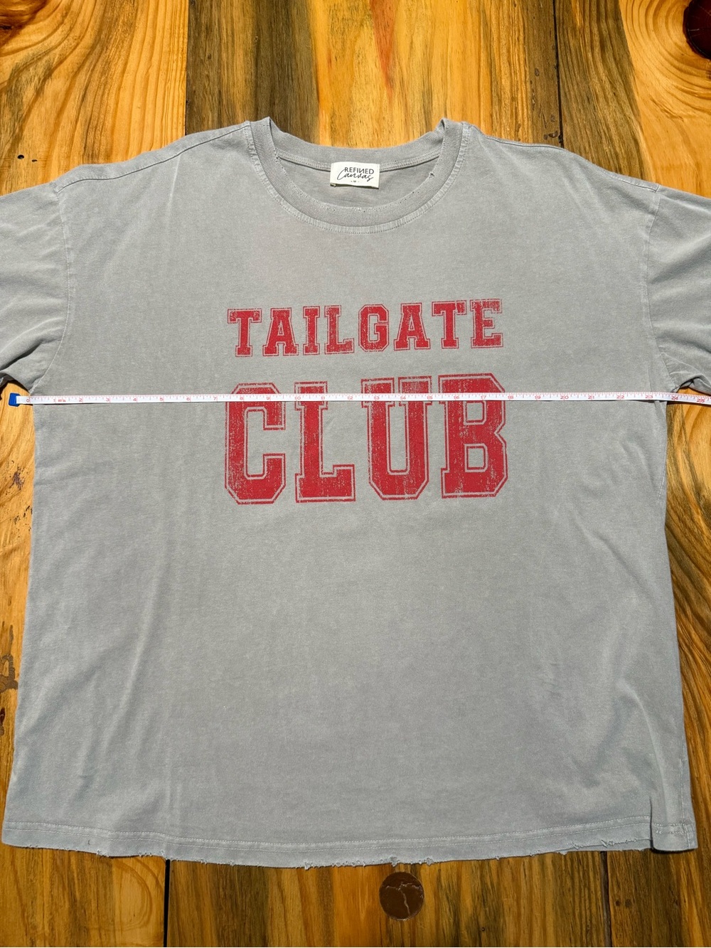 Tailgate Club Short Sleeve Tee - Gray with Red Print, Women’s Medium - Picture 3 of 6